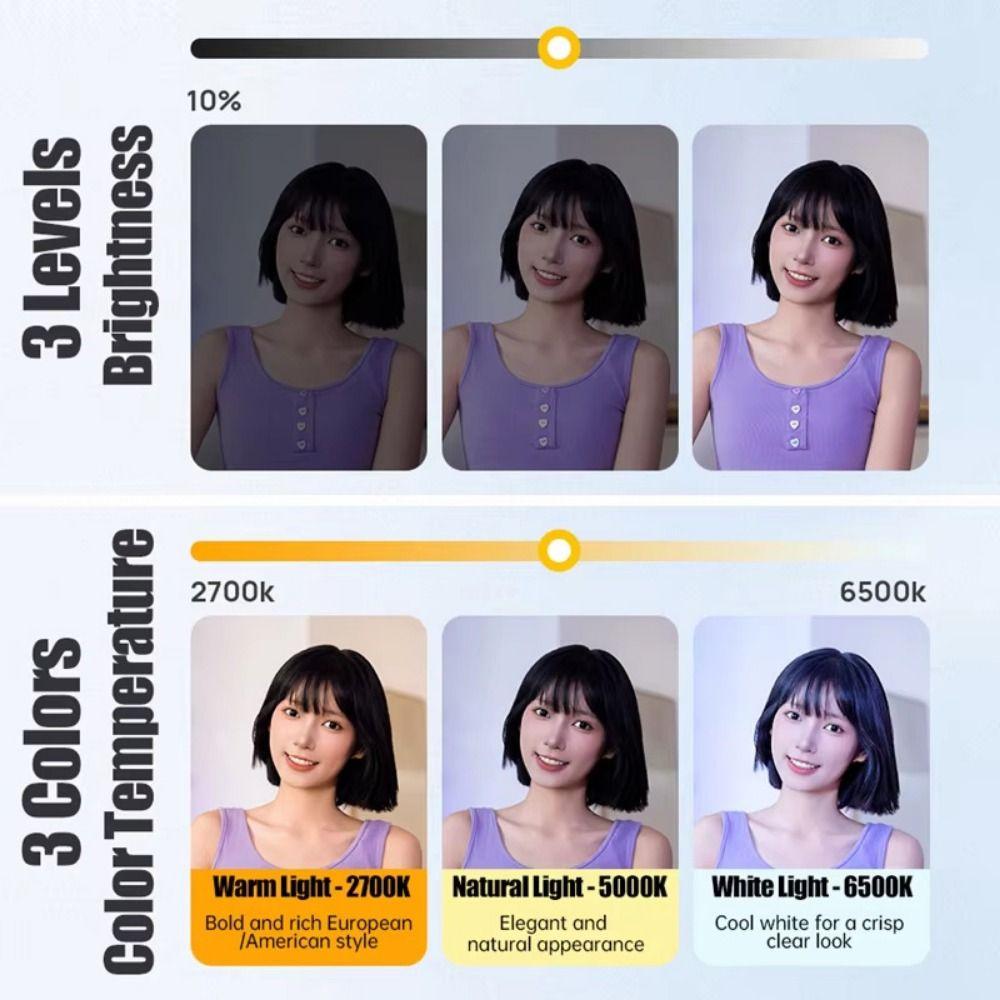 Adjustable Brightness Portable LED Selfie Light 3 Color Light Clamp Photography Light  Night