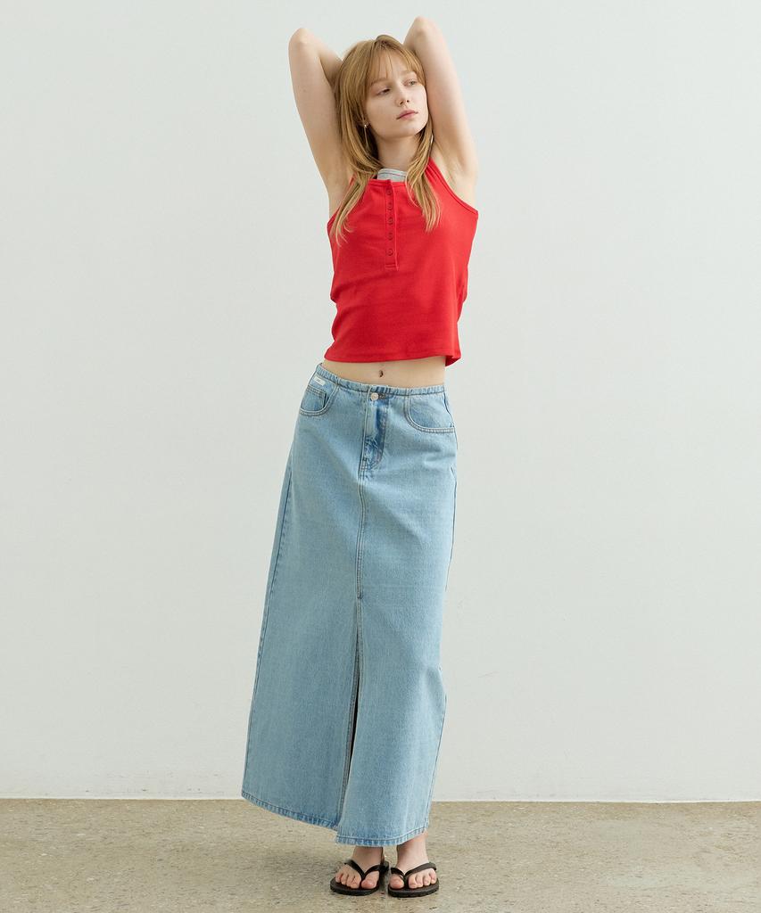 ARTID Slit Denim Long Skirt_Blue