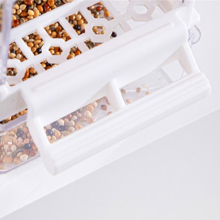Plastic Parrots Feeder Transparent Bird Cage Food Dispenser Container Box for Small Birds with Anti Clogging Feature