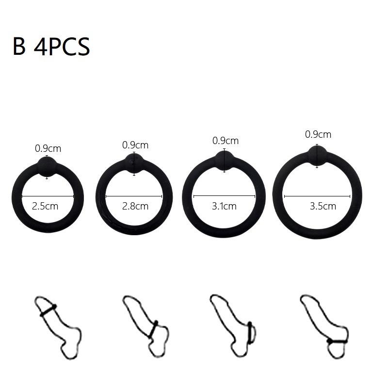 Adjustable Silicone Penis Rings Set for Men - Male Cockring Ejaculation Delay Sex Toy for Couples Adult Fun - 1/3/4/6/7/9Pcs