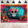 Tag der Toten Party Kulissen Mexikanisches Dia DE LOS MUERTOS Fotografischer Hintergrund Fiesta Zuckerschädel Dekor Banner Fotokabine