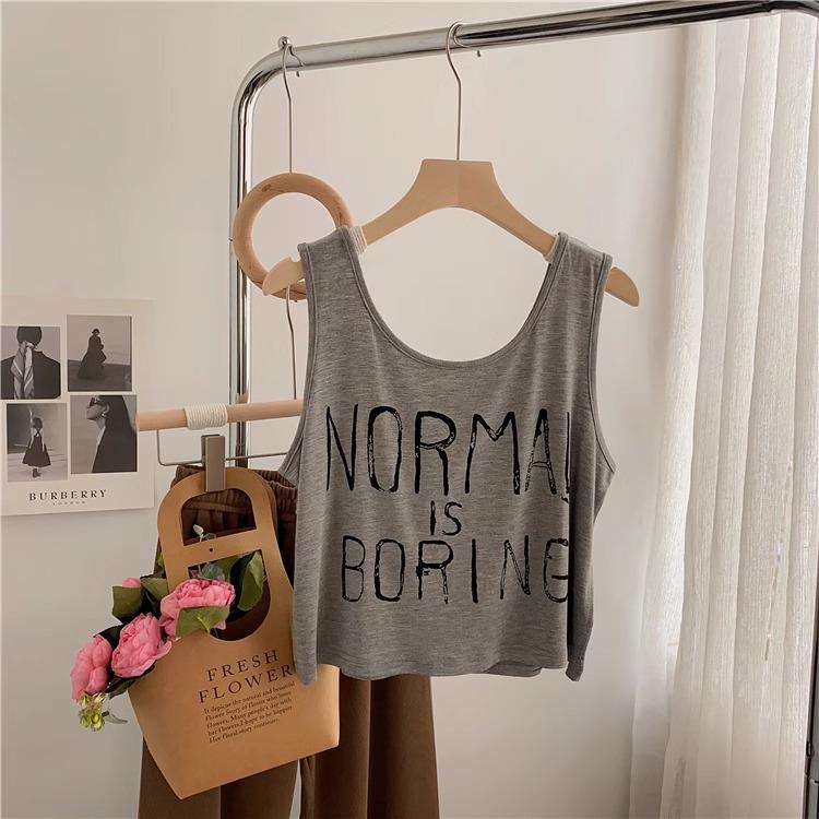 

Летняя майка из модала с высокой талией и принтом букв - Универсальная одежда для ношения внутри и снаружи XL