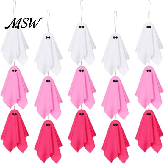 Elegant Ghost Silhouette Decor Halloween Hanging Decor, Pastel Pink White Soft Girly Room Fabric Ornaments, Cute Spooky Party Home Sweet Atmosphere
