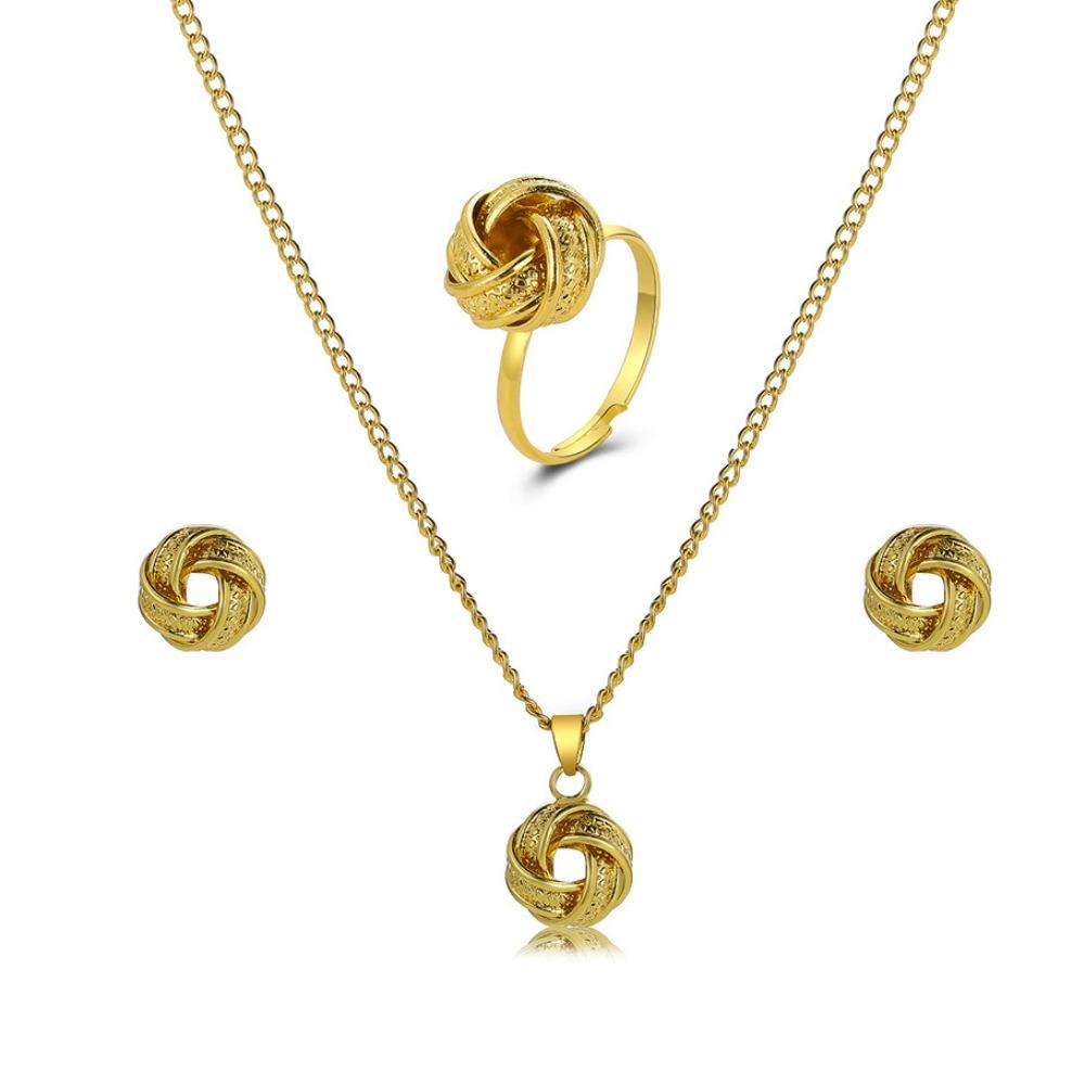 3pcs Set Fashion Creativity Geometry Stereo Knotting Pendant Necklaces Earrings Rings for Women Charm Jewelry Set Accessory Gift