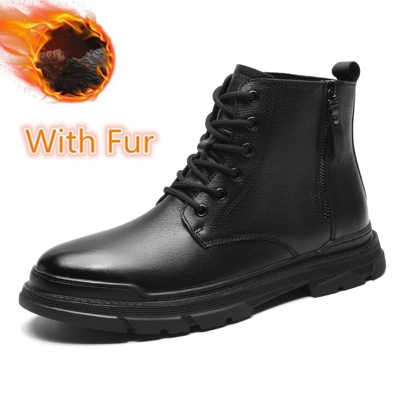 

2024 Новый тренд зимние ботинки мужские зимние ботинки из натуральной кожи для отдыха на открытом воздухе панк мотоциклетные мужские туфли толстый каблук взрослые туфли с боковой молнией 46