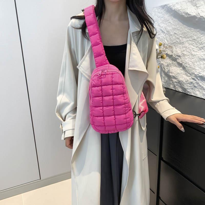 White Plaid Puff Shoulder Bag - Trendy, Versatile, and Cute for 2026