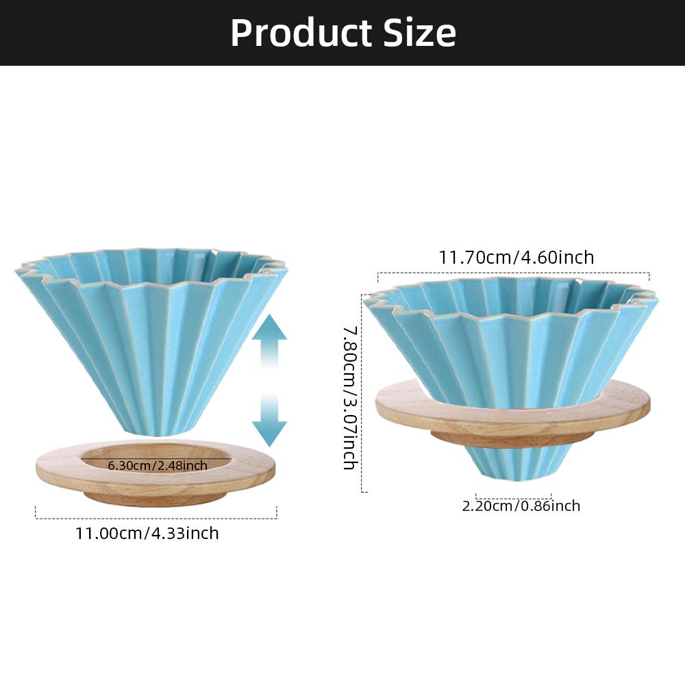 Filtru de cafea ceramică, filtru reutilizabil, filtru de cafea, aparat de cafea cu suport din lemn, pâlnie, picurătoare, tort, filtru, accesorii de cafea