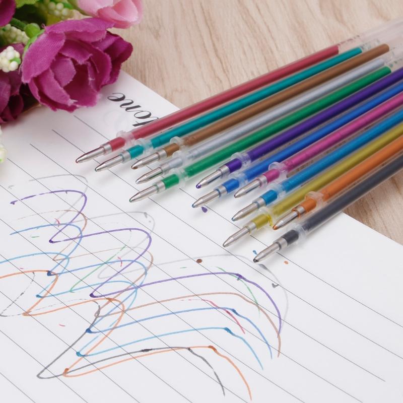 

48 цветов, 0,38 мм, стержни для гелевых ручек для блестящих металлических неоновых пастельных канцелярских принадлежностей