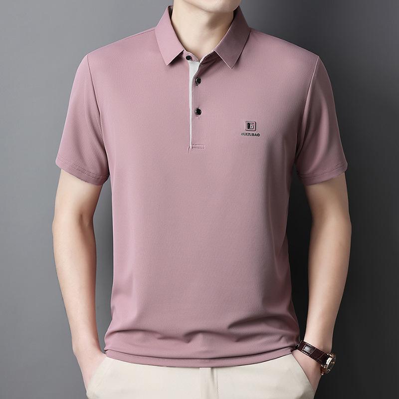 Short Sleeve T-Shirt Men'S Casual Business Blue Men'S Lapel Non-Marking Polo Shirt