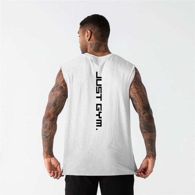 

Летний баскетбольный беговой модный дышащий мужской свободный сетчатый быстросохнущий жилет для фитнеса с принтом Do The Work G белый