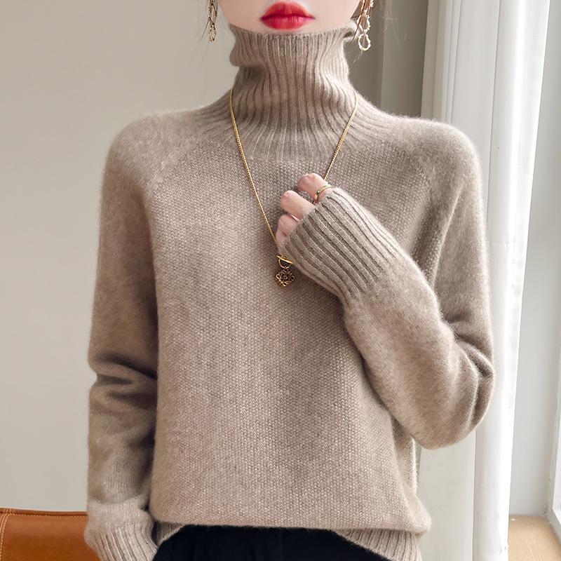 

Женский красный пуловер Ancola с высоким воротом, облегающего кроя, из 100% шерсти, с узором «гухуа» для осени/зимы 2XL (135-150 jin)