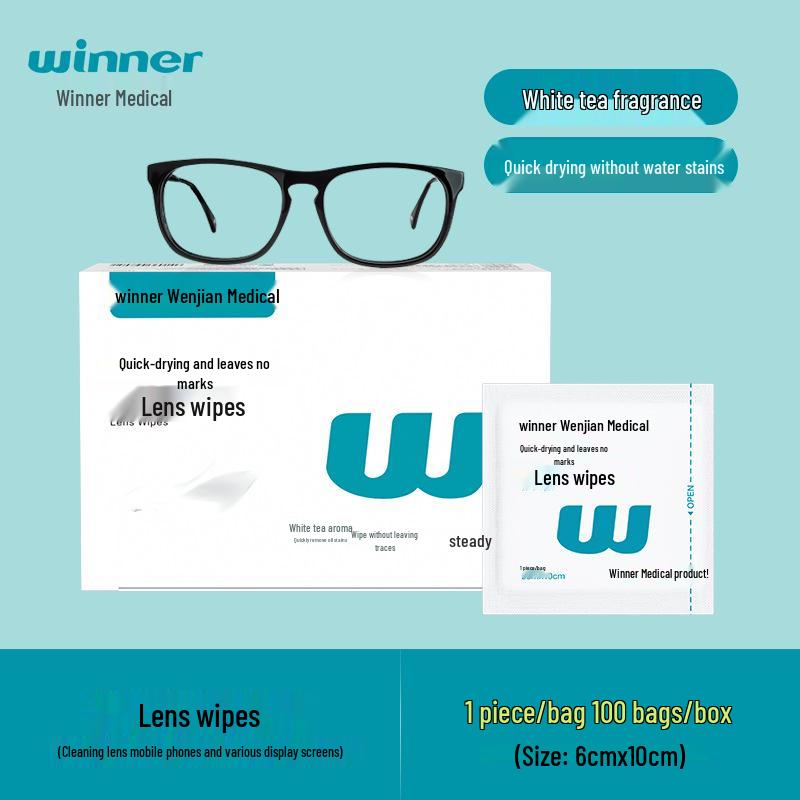 

Салфетки для чистки линз и экранов Winner Steady — 100 одноразовых салфеток в коробке