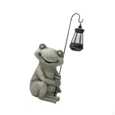 Frog Outdoor Statue Solar Light with Lights Creative Figurine Animal Sculpture Resin