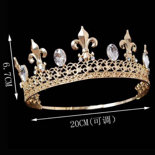 

Барочные старинные королевские короны для мужчин, круглые, серебряные, большие золотые тиары и короны, аксессуары для волос для выпускного бала