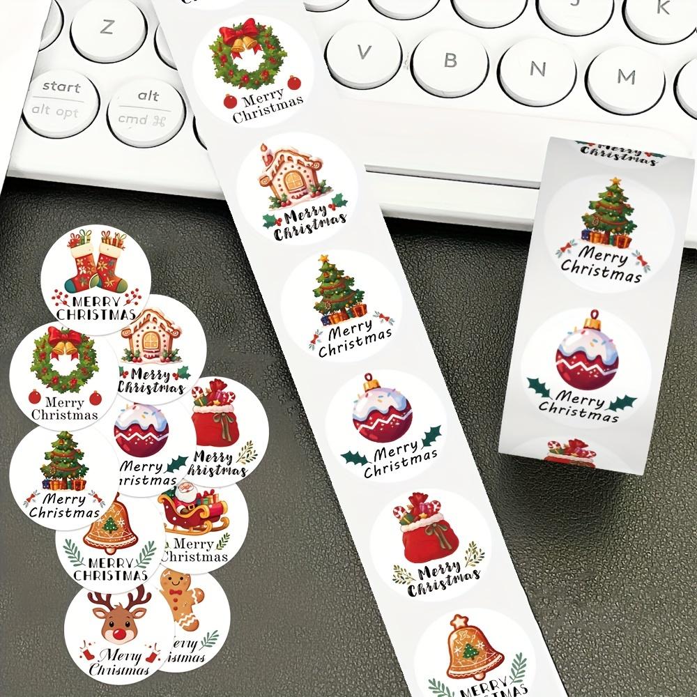 500pcs/roll Christmas Roll Stickers for Laptop Notebooks, Envelopes, Water Cups, Seals, Decorative Stickers