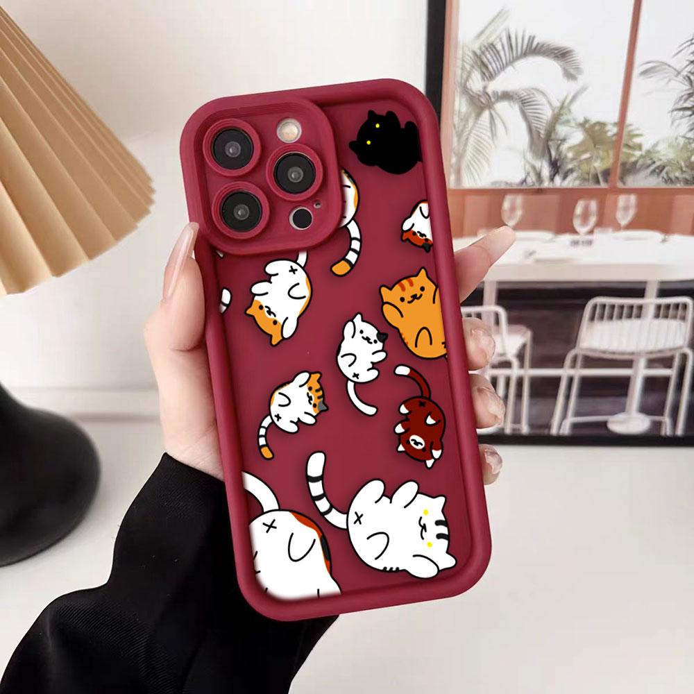 Cute Cat Charming Phone Case For iPhone Apple 17 AIR 16 16E 11 12 13 14 15 XR Plus Pro Max DIY Case TPU Shockproof Cover Capa