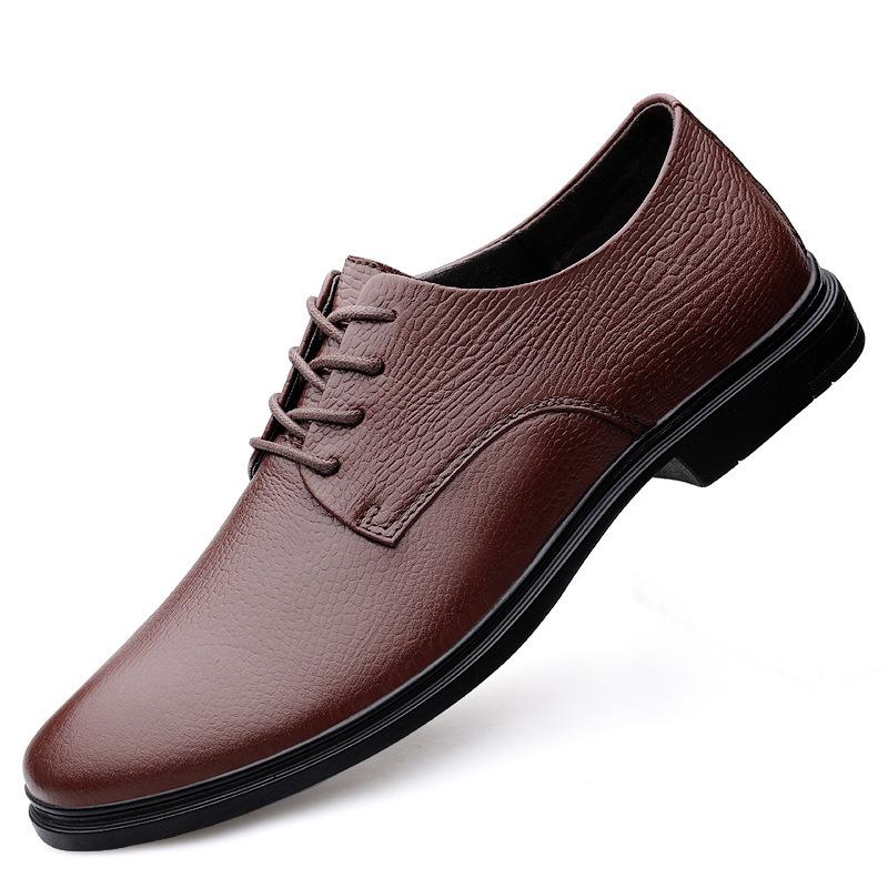 Men's Summer Business Leather Shoes - British Style Lace-up Casual Formal Genuine Leather, Large Sizes Available