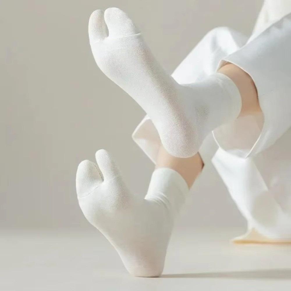 Thin Split Toe Sock Solid Color Mid-Calf Socks Japanese Style Tabi Toe Socks  Girls