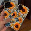 Case for iphone 16 Plus XR XS Max 18 Pro Max 17 Pro 11 13 Air 15 12 14 Silver Glitter Crackle Background Full Screen Sunflowers