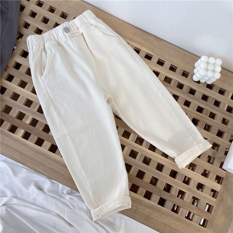 Children's Autumn Solid Color Mid-rise Long Pants, Small and Medium Sizes, Loose and Casual, Outerwear Harem Pants