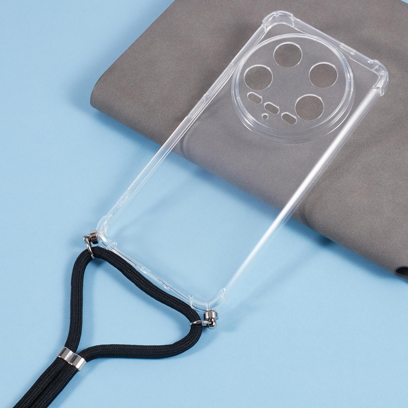 

For Xiaomi 14 Ultra Case TPU Anti-scratch HD Clear Protective Back Cover with Lanyard A
