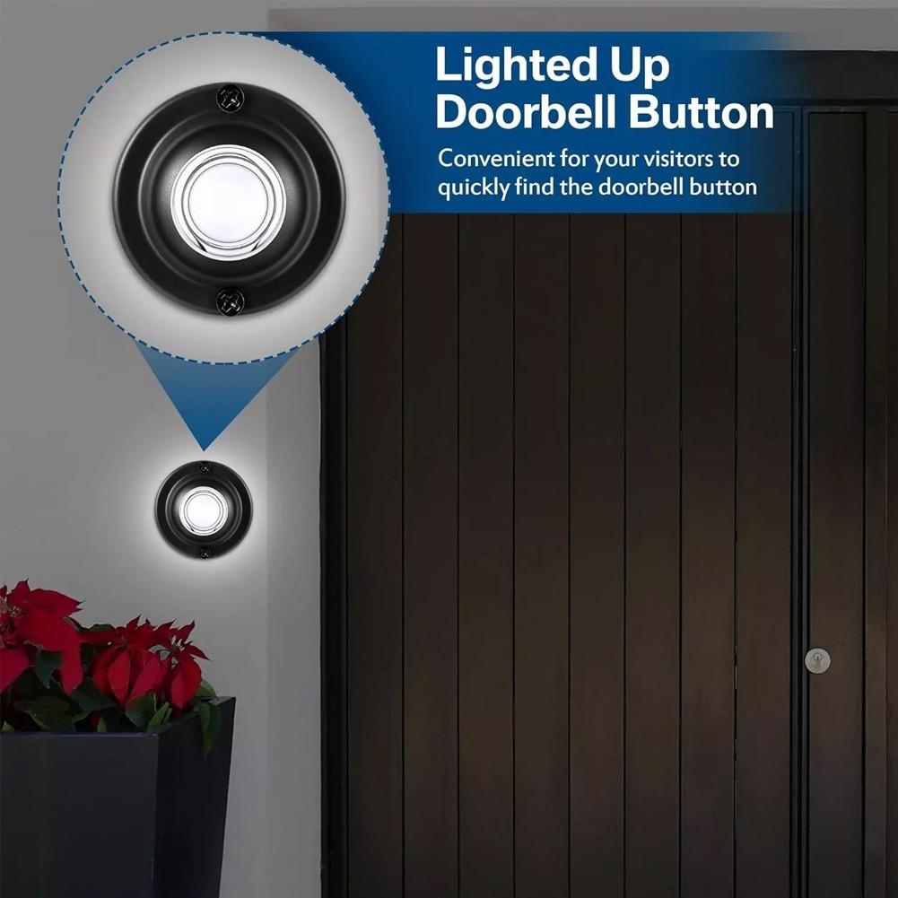 Classic Design Black LED Metal Doorbell Push Button