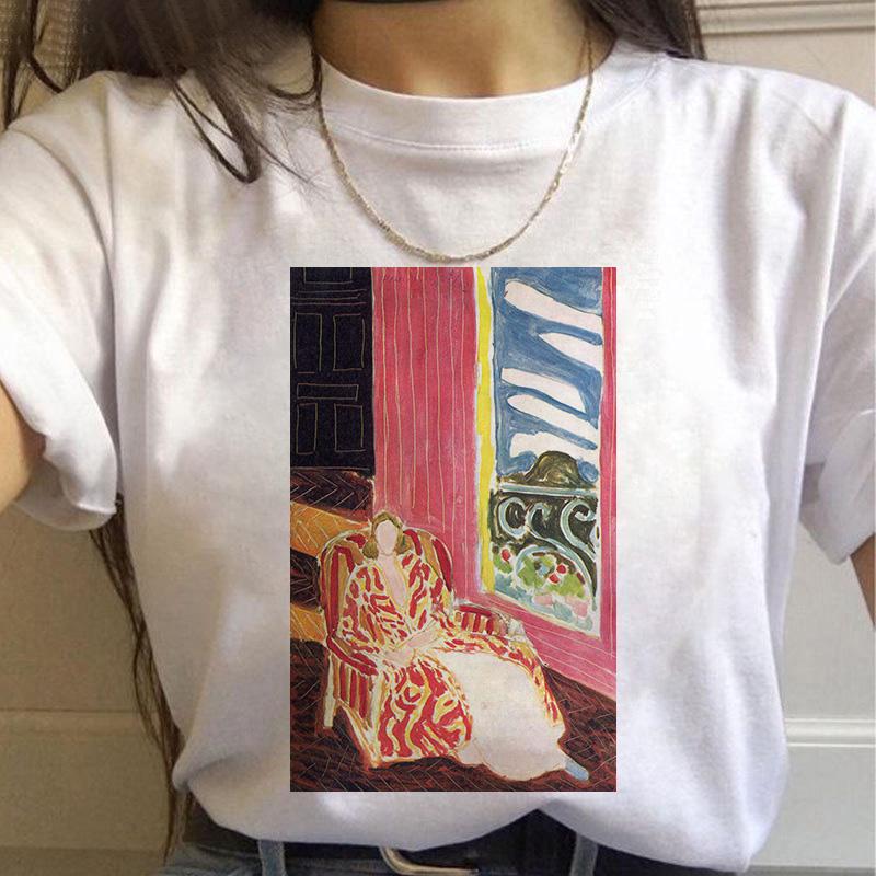 T-Shirt Women Summer Harajuku Art Painting Print Ladies Tee Tops Casual Short Sleeve Fashion Streetwear 2025 Tee Shirt Femme