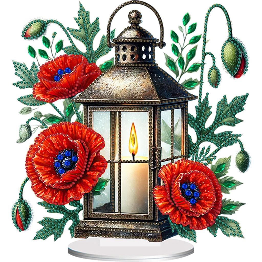 2D Flat Print Flower Night Light DIY Desktop Diamond Art Kits Diamond Painting Desktop Ornaments Kit Bedroom Table Decoration