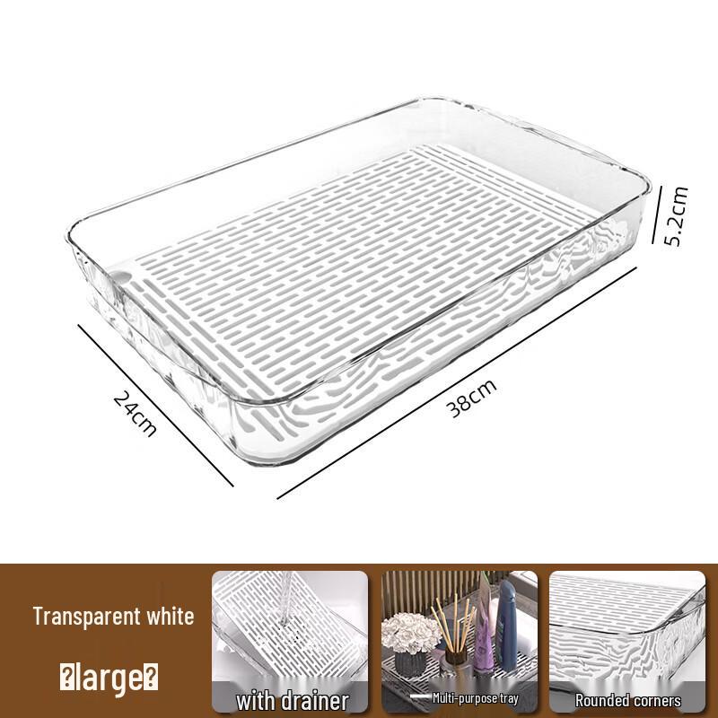 Light Luxury Multifunctional Draining & Organizer Tray Large (38x24x5.2cm)
