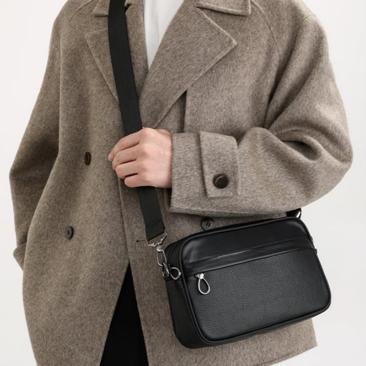 Men's Lychee Pattern Horizontal Messenger Bag Shoulder Bag