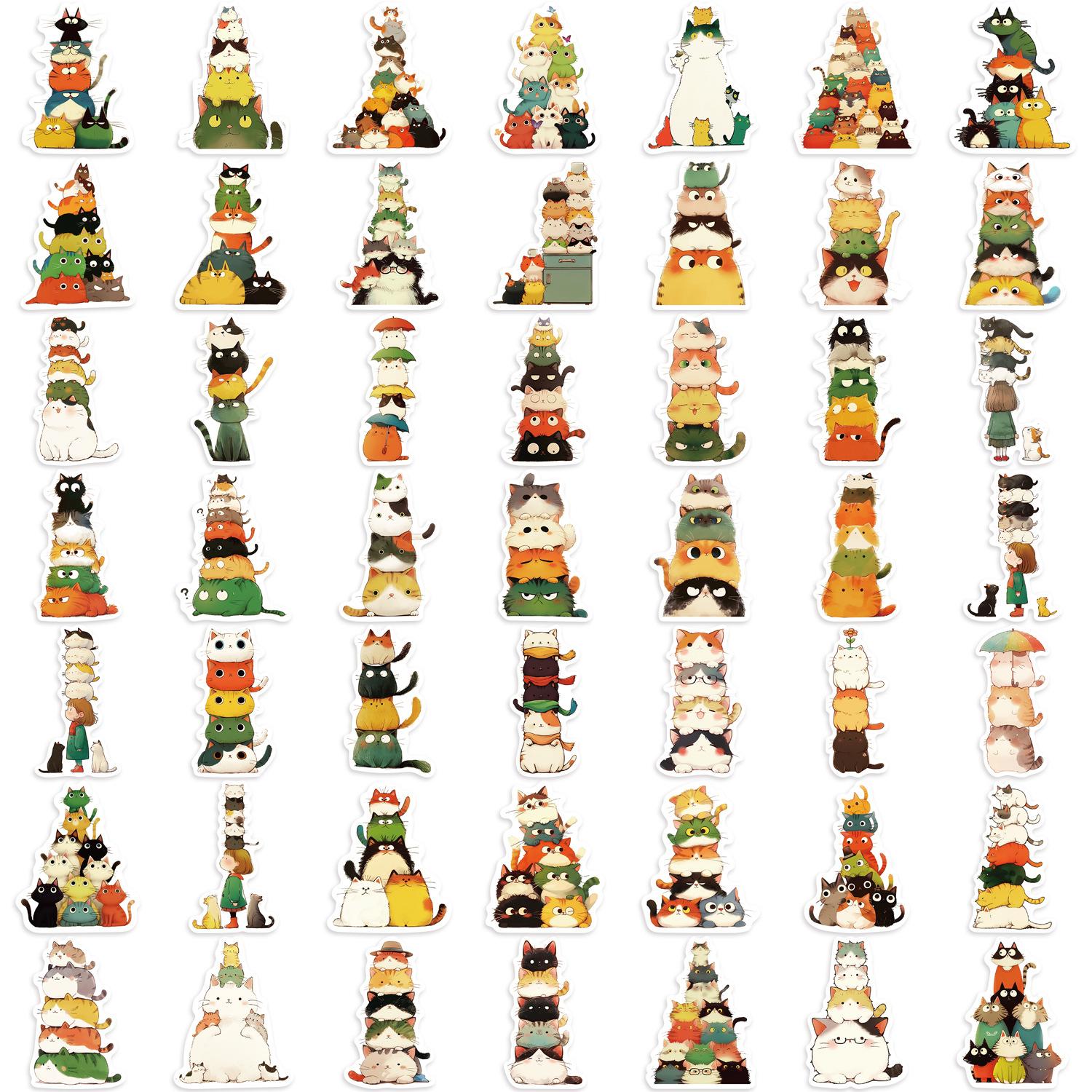 

50 Кошек Сложенных с Радостью Животные Граффити Наклейки Украшение для Вечеринки Гитара Блокнот Чемодан DIY Водонепроницаемый