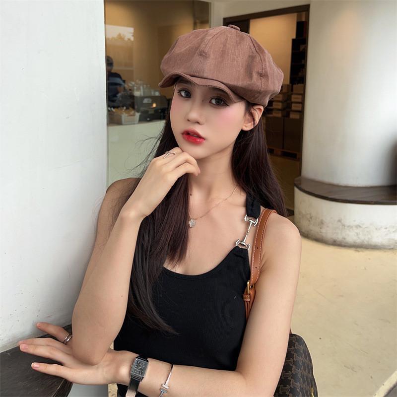 Modischer Wolkenhut für Damen Trendiges Achteck-Barett Vintage Schiebermütze Frühjahrs-Sonnenhut