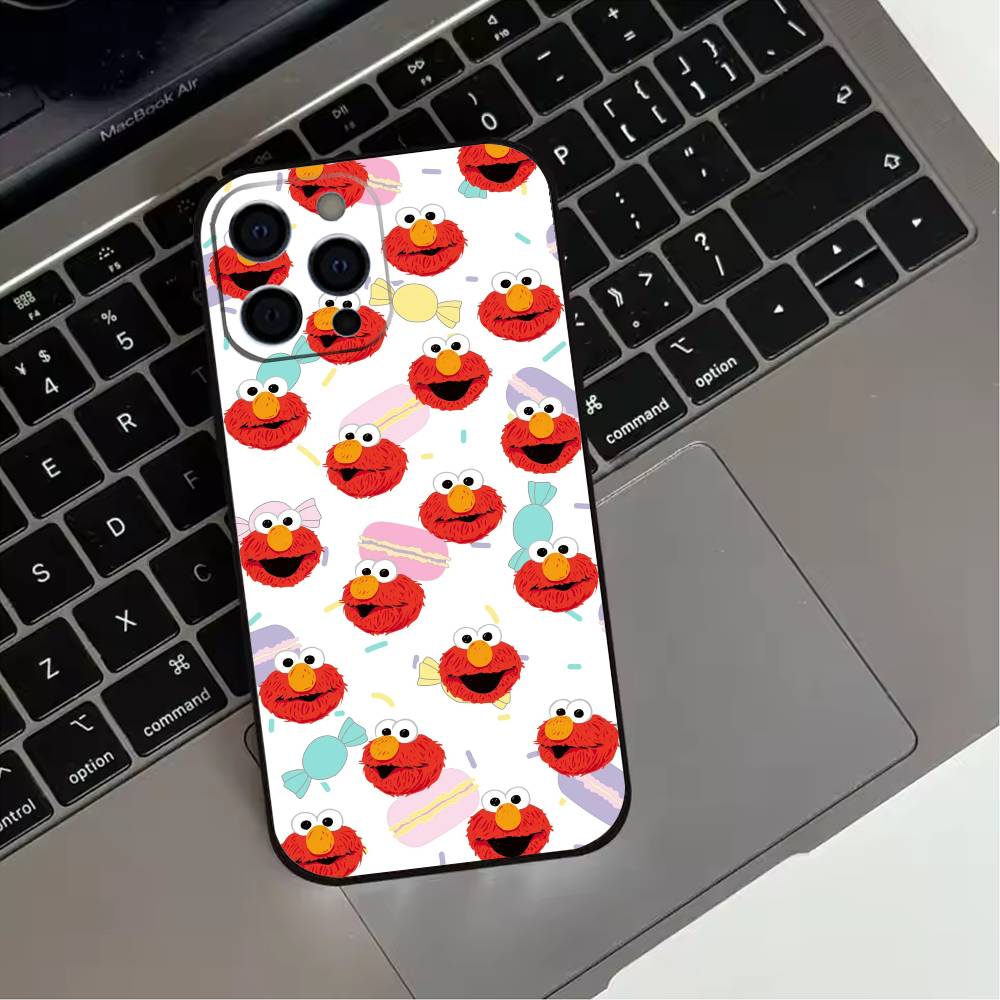 Sesame S-Street Cookie Elmo  Phone Case For iPhone 17,16,15,14,13,12,11 Plus,Pro Max,XS,Soft Silicone Black Cover