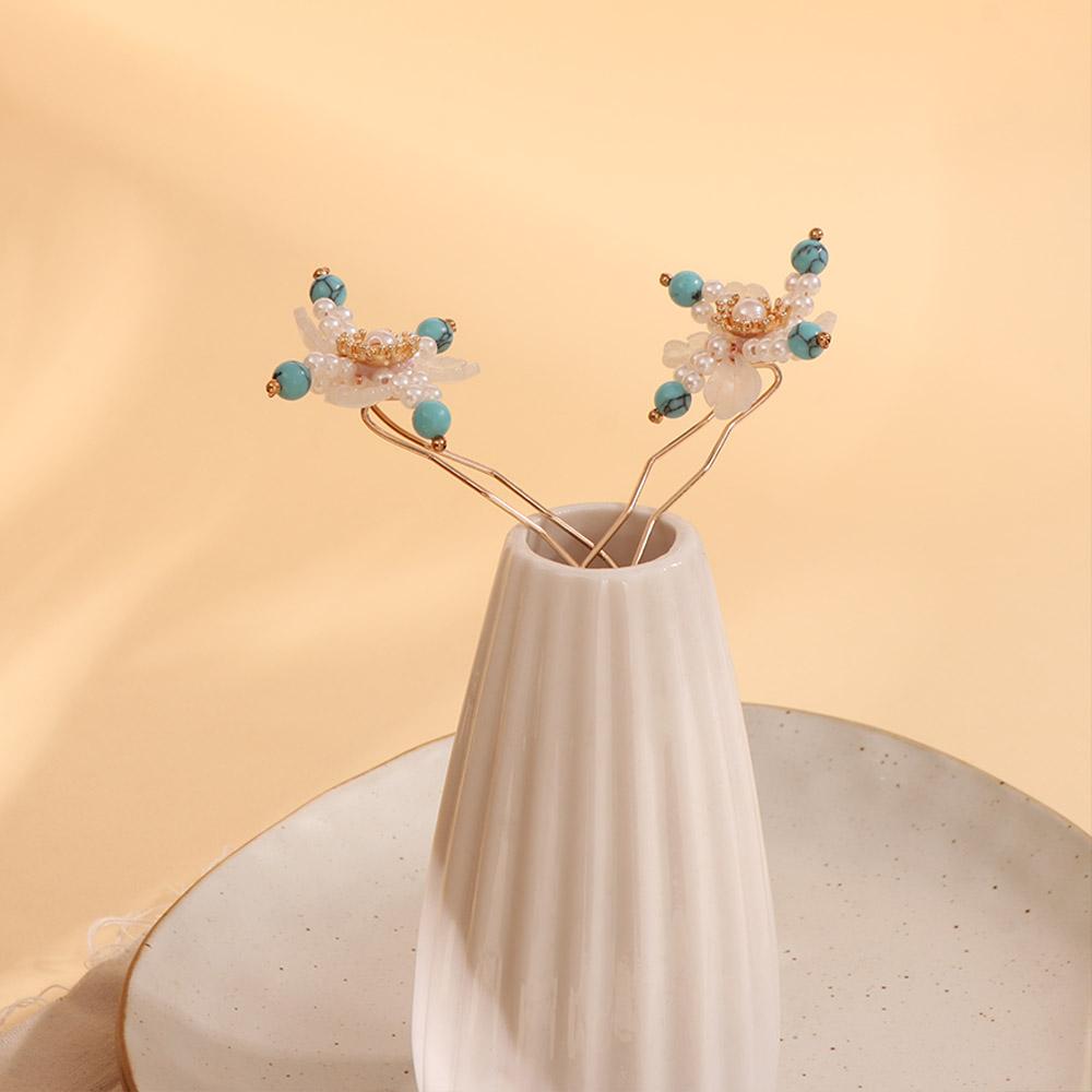 Flower Ancient Hair Stick Pearl Hair Sticks for Buns Flower Hair Comb Tassel Hair Chopstick Chinese Style Hair Stick Jewelry