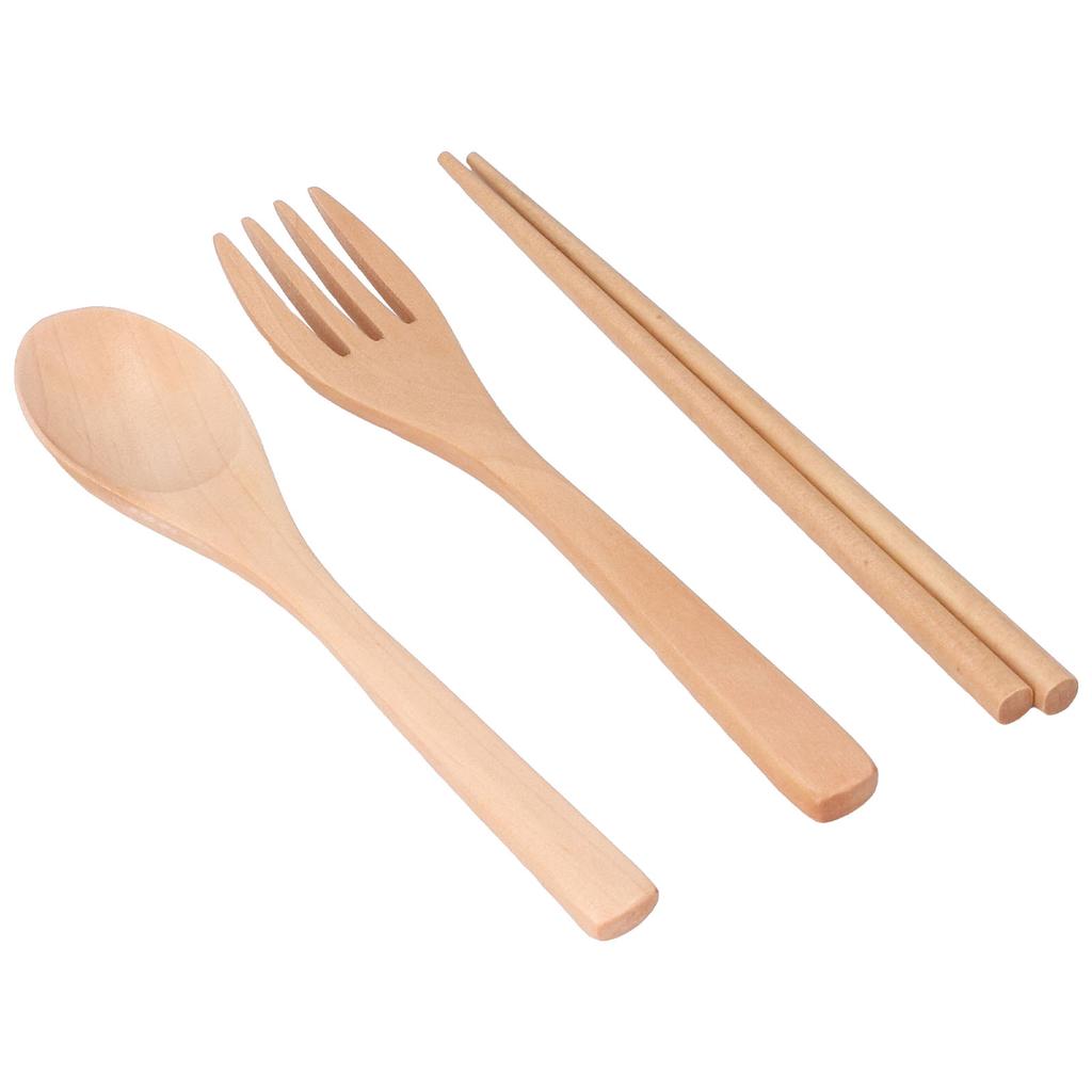 3PCS/Set Spoon Fork Chopstick Kitchen Cutlery Set Wooden Tableware for Travel Home Hotel