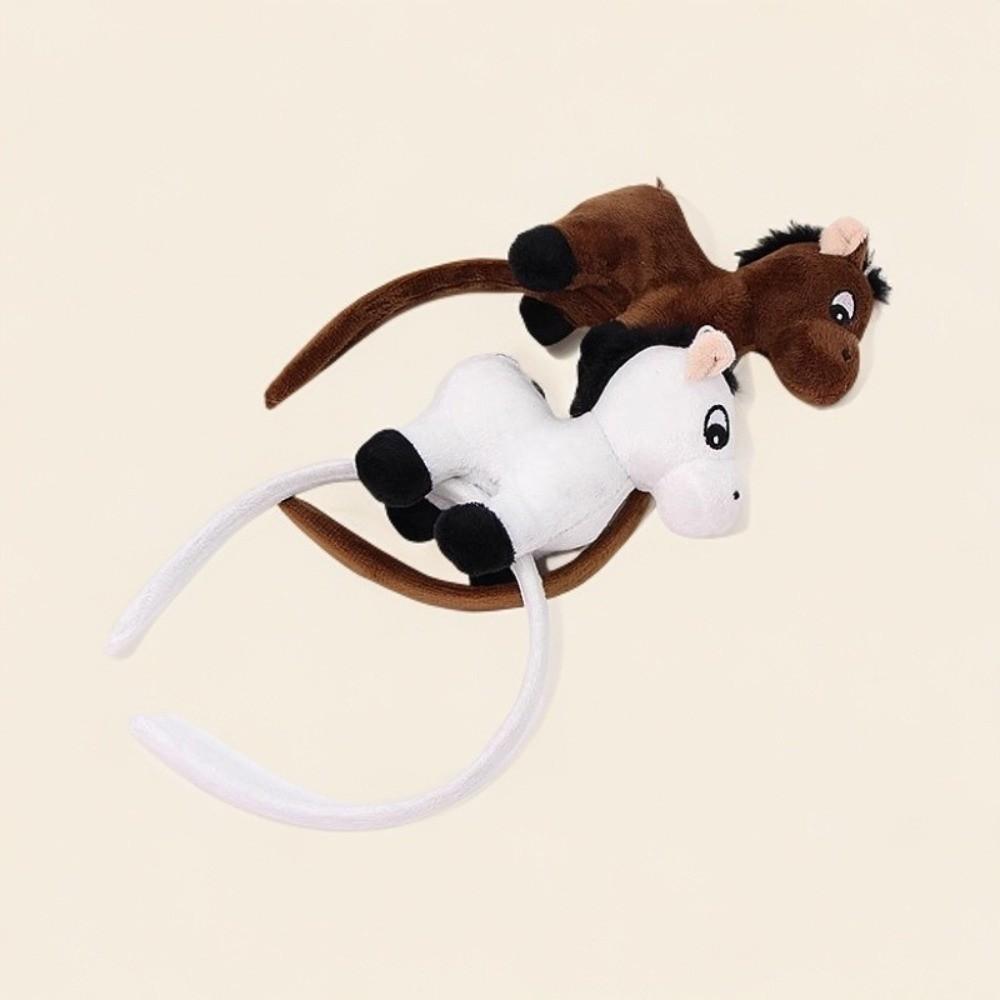 Cartoon Horse Headband Pony 2026 New Year Headband Creative New Year Headpiece  Party Decoration