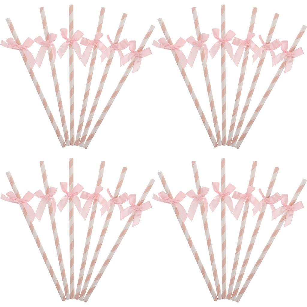 30Pcs Exquisite Bowknot Paper Straws Vibrant Party Supplies for Drink Garnish Cake Decoration Wedding Reception Graduation