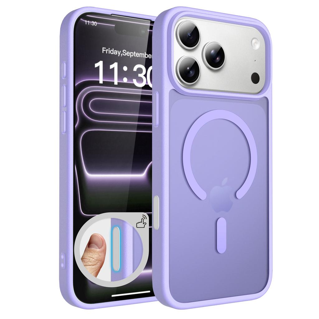 For Apple 17promax Skin-feeling Frosted Semi-permeable Magnetic Phone Case 16pm with Button Anti-fall Airbag 15 Case