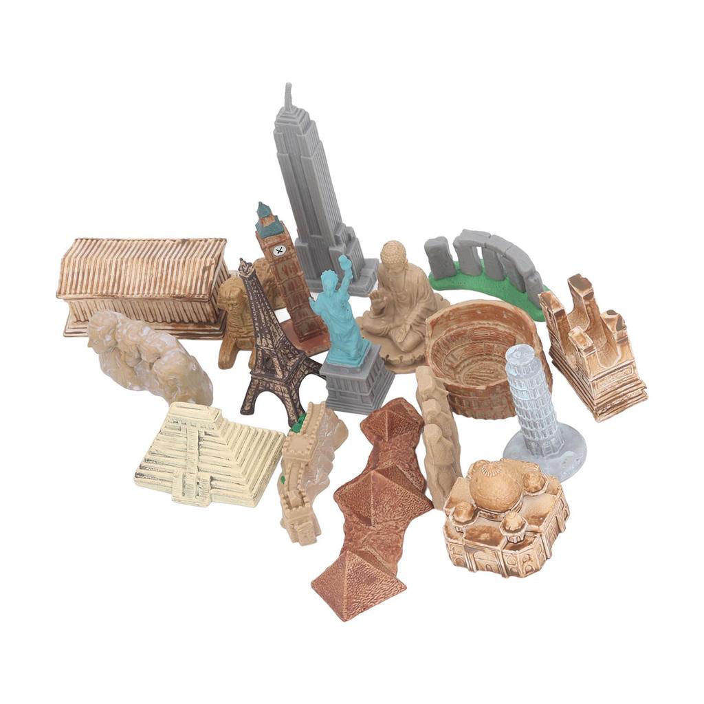 KIMISS 17-Piece World Ancient Architecture Miniature Set - Exquisite Small Building Collection for Egyptian Pyramid Model Kit, Perfect for Interior