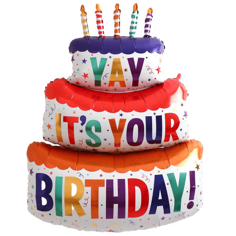 Velas de Colores Globo de Papel de Pastel de Tres Pisos para Decoración de Fiesta de Cumpleaños