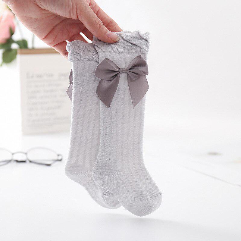 Zando Baby Socks Newborn Toddler Knee High Socks With Ruffle Bow Cotton Baby Girl Knee High Socks Ruffled Toddler Girl Socks 6 18 Months