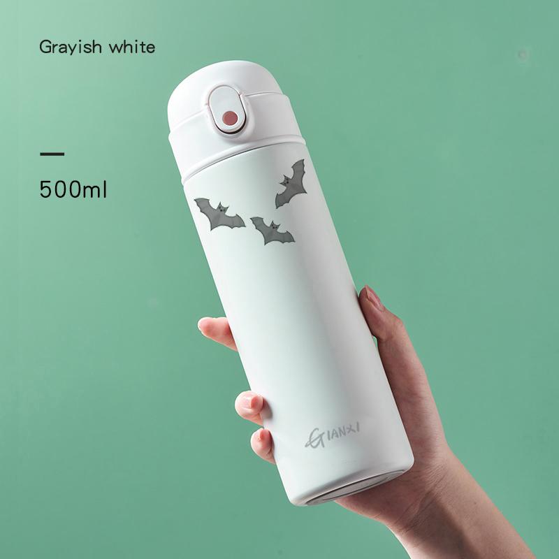 304 Stainless Steel Thermos Cup Halloween Home Party Bat Pattern Daily One Click Open Lid Sealed Leakproof Vacuum cup