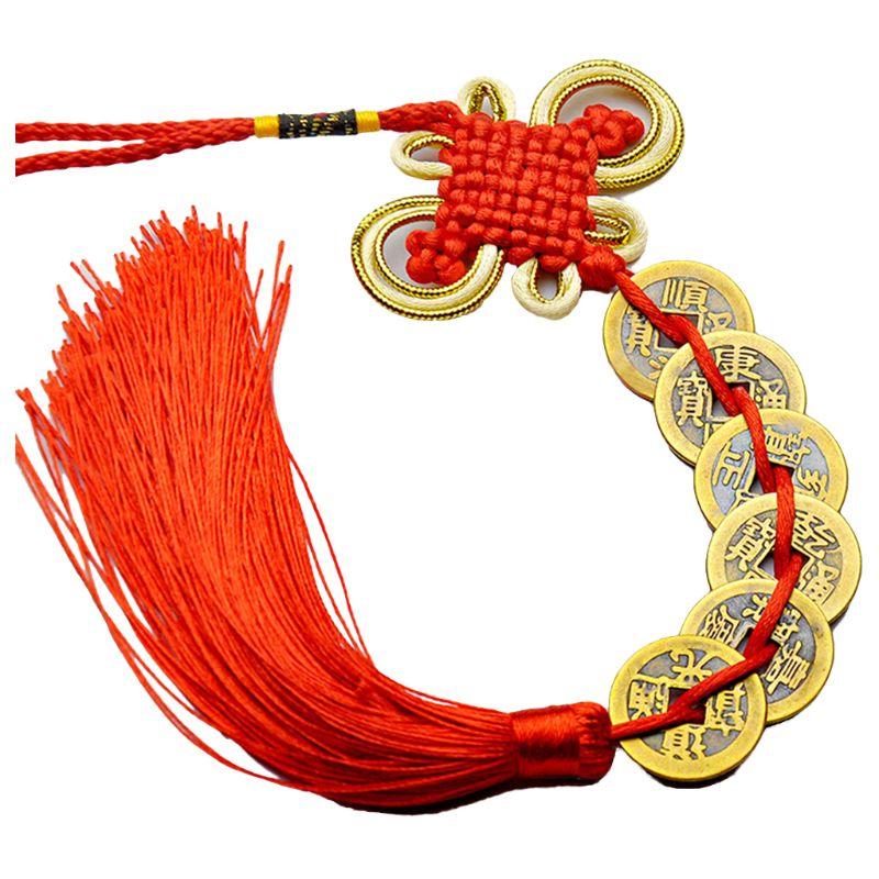 Chinese Knot Feng Shui Lucky Wealth 3/6/8/9/10 Coins For Home Car Hanging Tassel #314