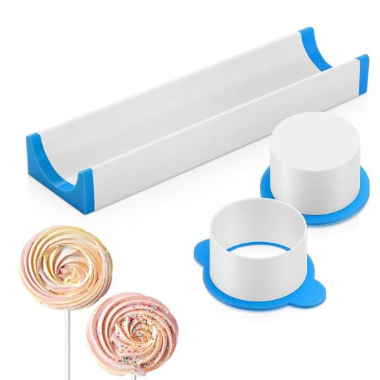 Circle Cake Pop Mold Set with 9 Inch Tray Easy Press Cut Baking Cutter Molds Cake Decorating Kit for Home Baking Birthday Parties Wedding