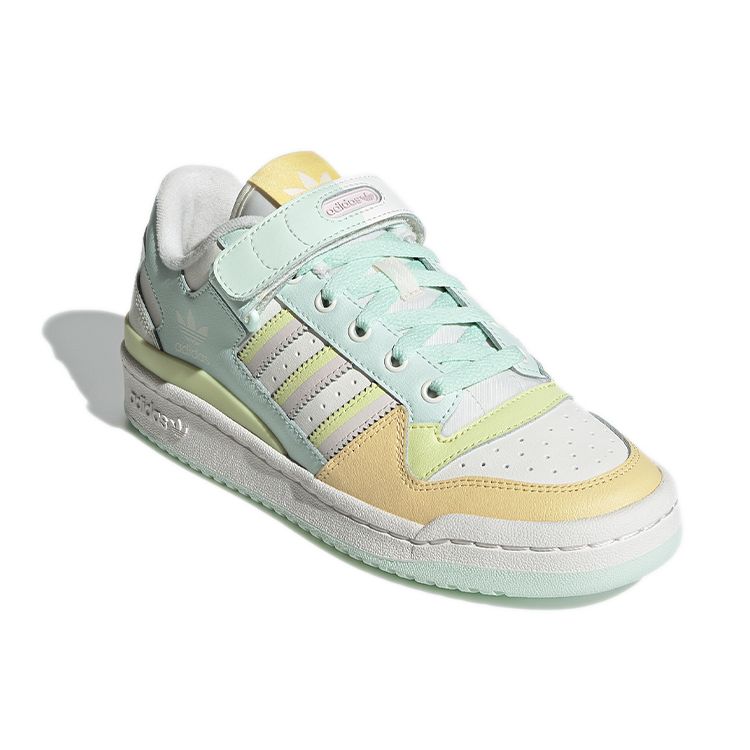 Adidas Originals Forum Low Premium Velcro Retro Color Block Casual Low Top Skate Shoes Women Sneakers White Blue Yellow GW4919