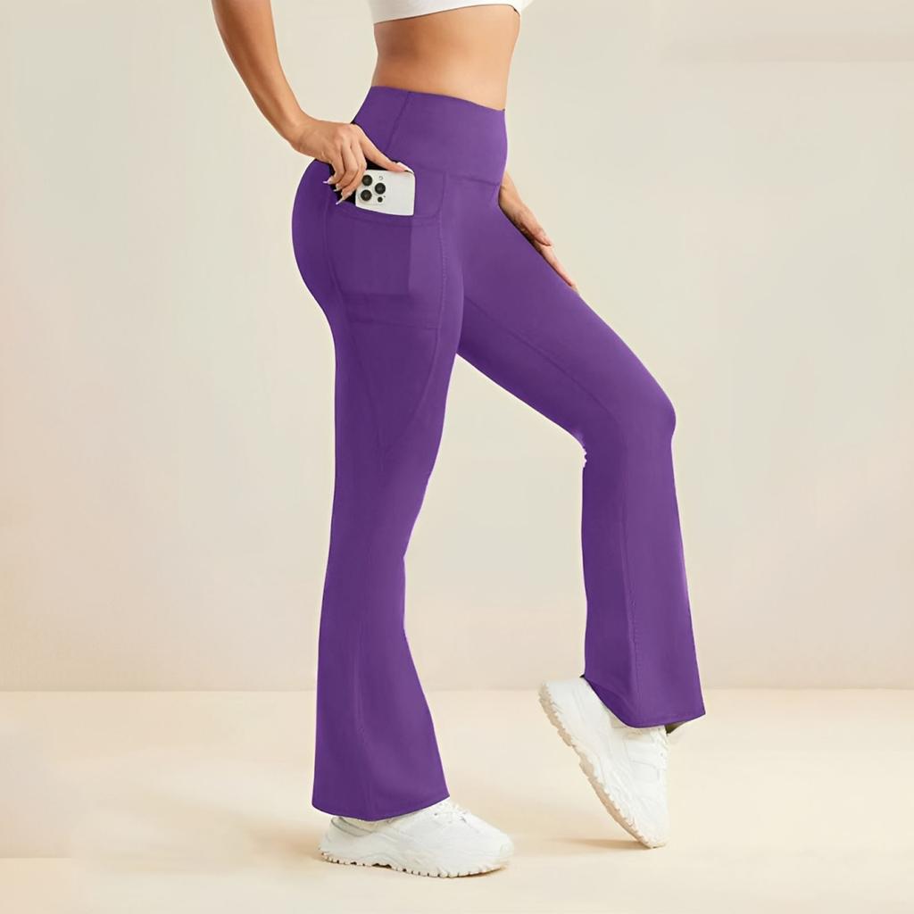 High Waist Flare Yoga Pants with Pockets for Women Stretch Bootcut Athletic Workout Pants Tummy Control Leggings