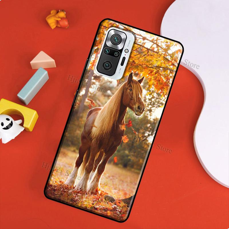 Beautiful Elegant Brown Horses Case For Xiaomi Redmi 10 9 9T 9A 9C Cover Coque For Redmi Note 11 Pro 7 8 9 10 Pro 10S 11S