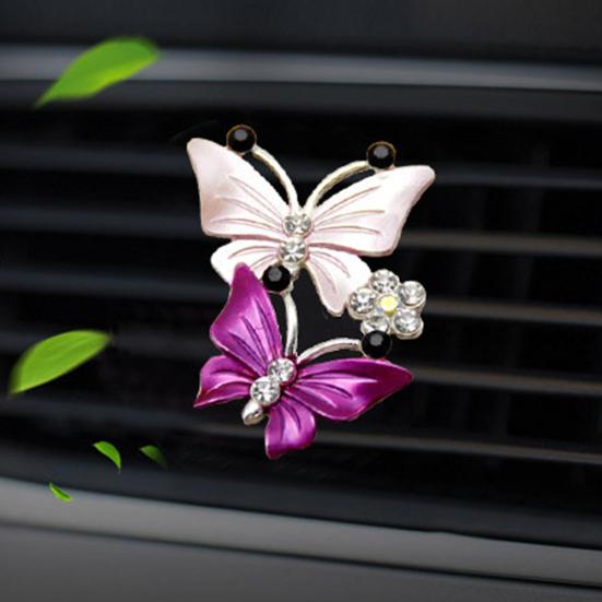 Lovely Dual Butterfly Outlet Freshener Car Air Clip Perfume Aroma Diffuser Decor