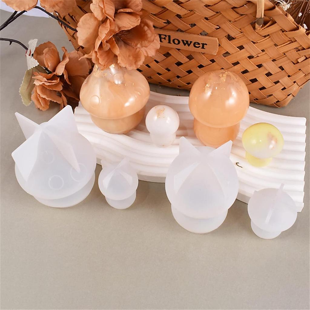 Resin Mold Silicone, Cute Mushroom Jar Series Resin Mold Silicone with Lid (7-PCS), Epoxy Mold Silicone DIY Casting Craft for Storage Bottles, Candy