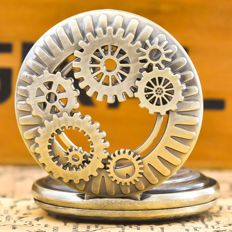 Stary Mosiężny Steampunkowy Pusty Kwarcowy Zegarek Kieszonkowy Naszyjnik Wisiorek Zegar Łańcuszek Mężczyźni Kobiety Prezent